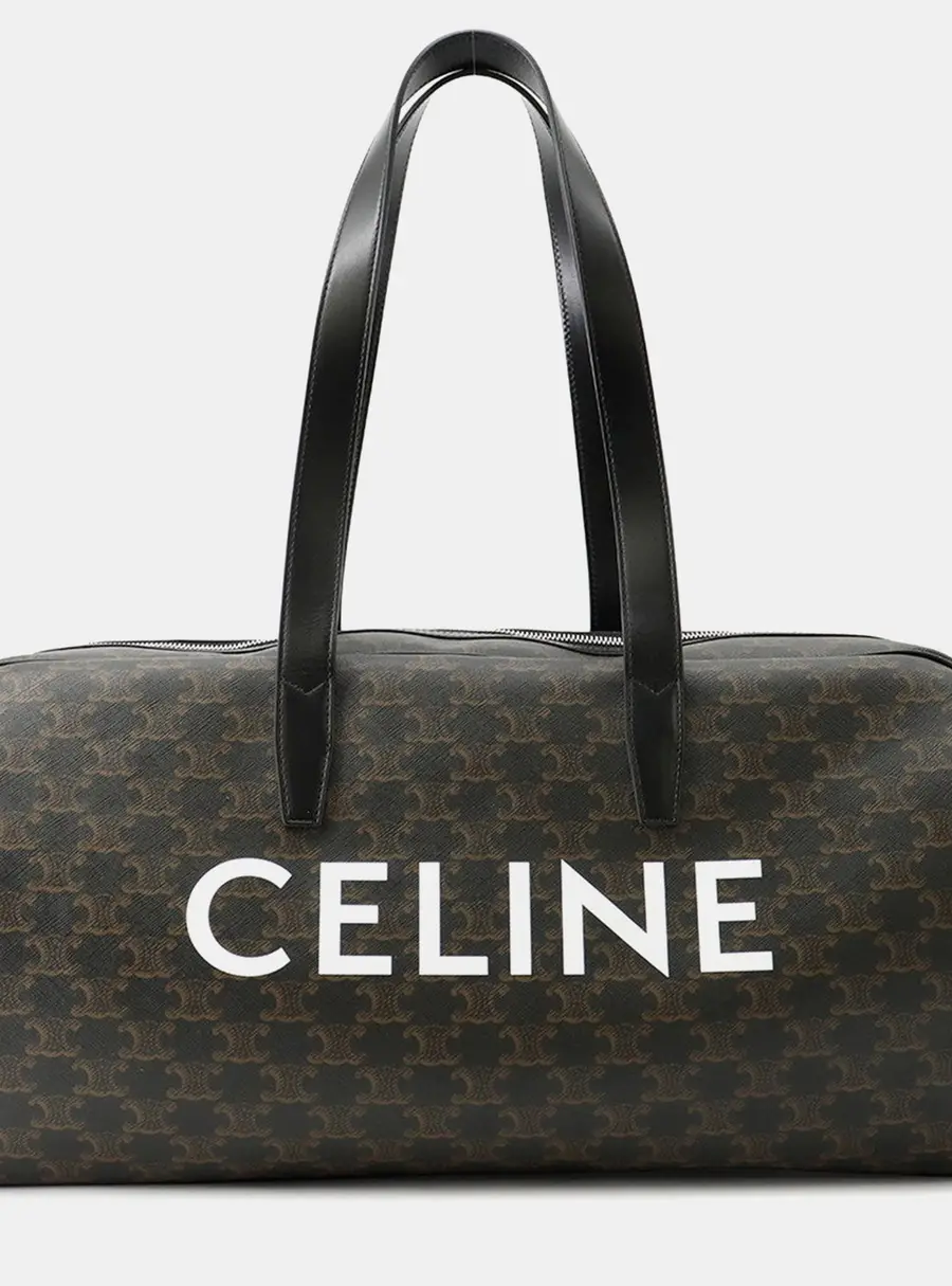 Celine Duffle Not Applicable Brown Triomphe Canvas Leather Boston Bag