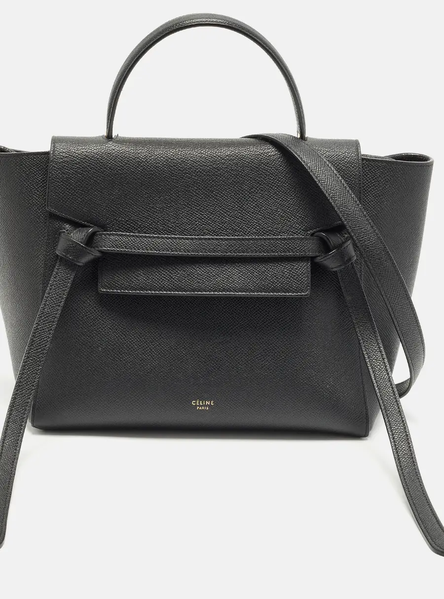 Celine Micro Belt Black Leather Top Handle Bag