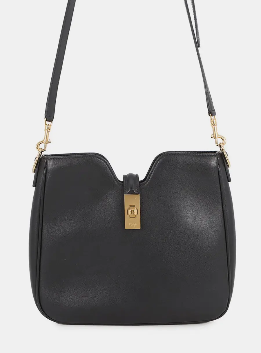 Celine Seize 16 Small Black Calfskin Leather Shoulder Bag