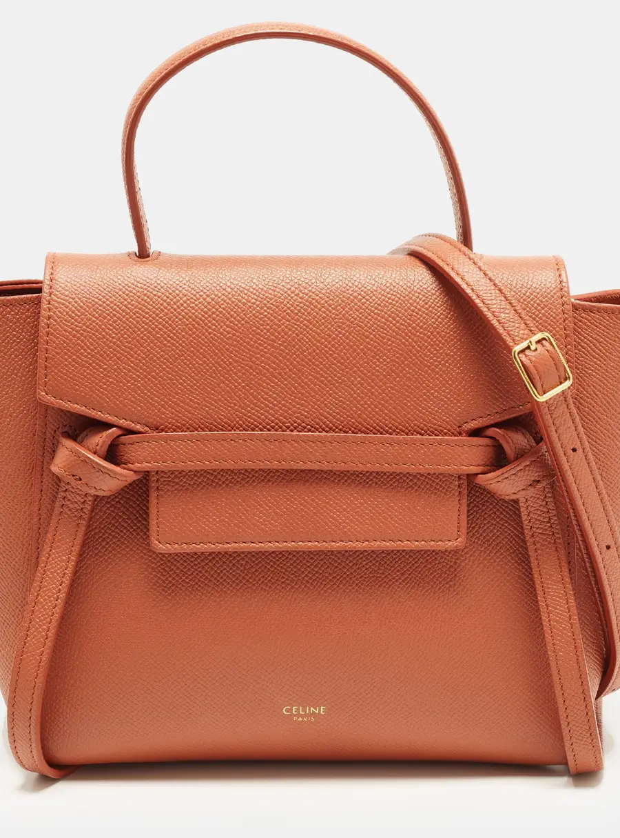 Celine Belt Nano Brick Brown Leather Top Handle Bag