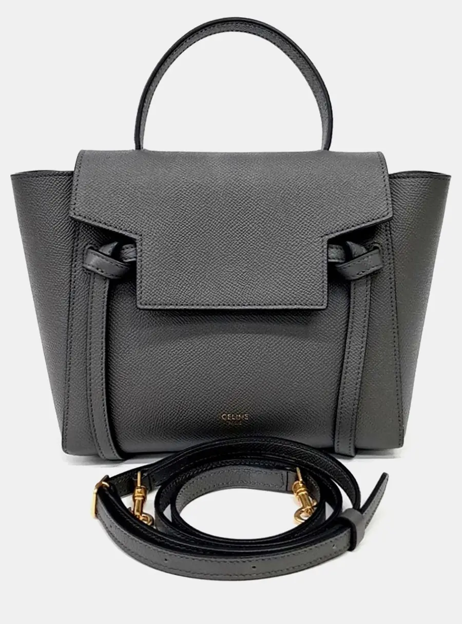 Celine Grey Leather Celine Belt Bag Nano