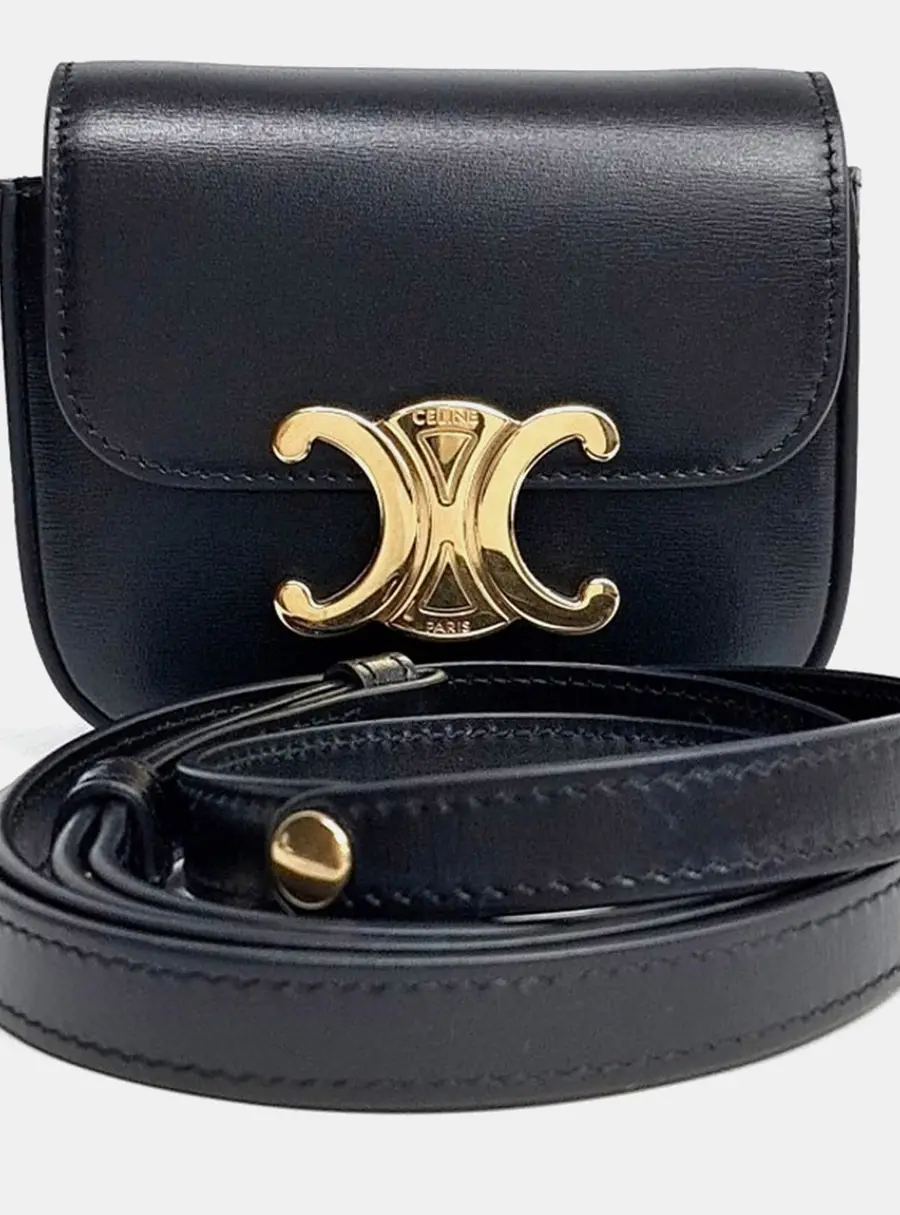 Celine Black Leather Triumph Mini Crossbody Bag