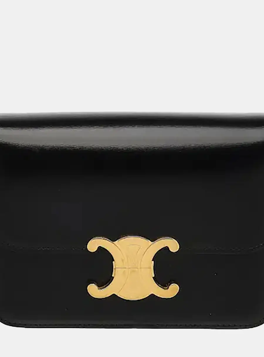 Celine Triomphe Black Shiny Calfskin Bag Teen
