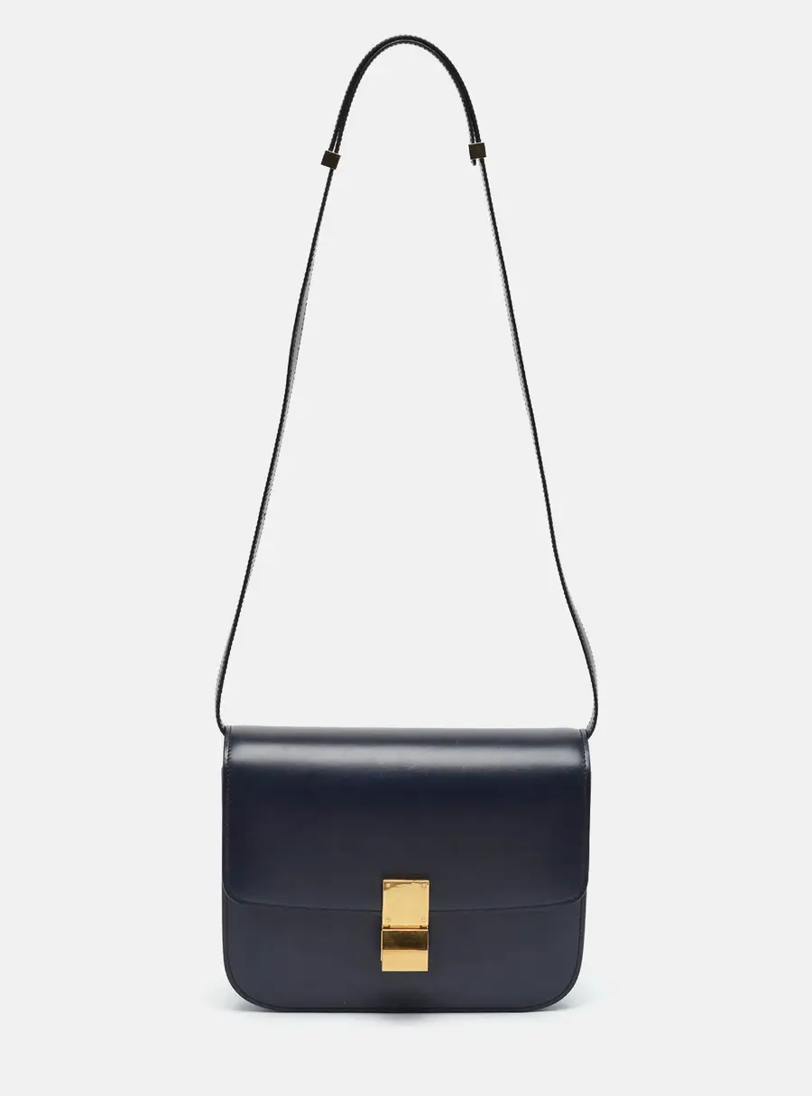 Celine Classic Box Medium Navy Blue Shoulder Bag
