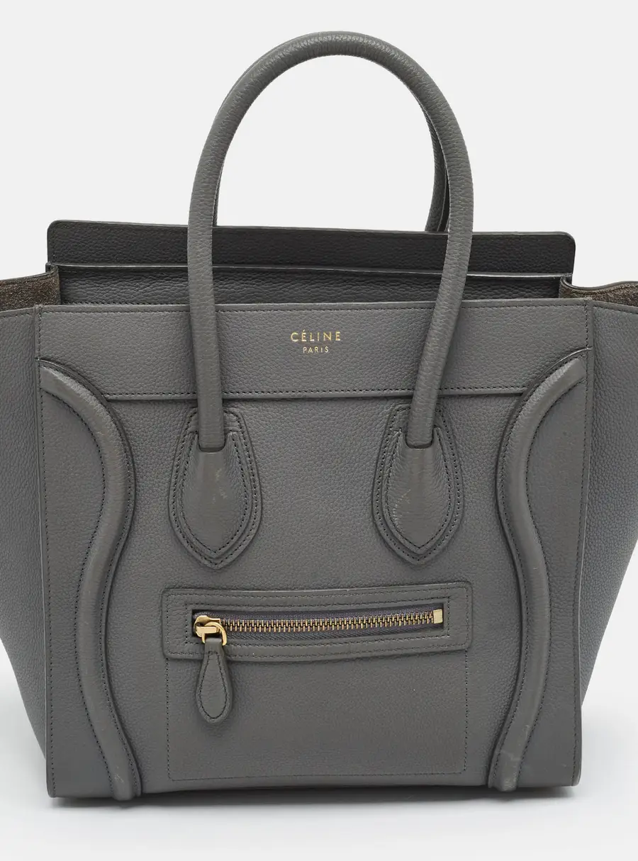 Celine Luggage Micro Grey Leather Tote
