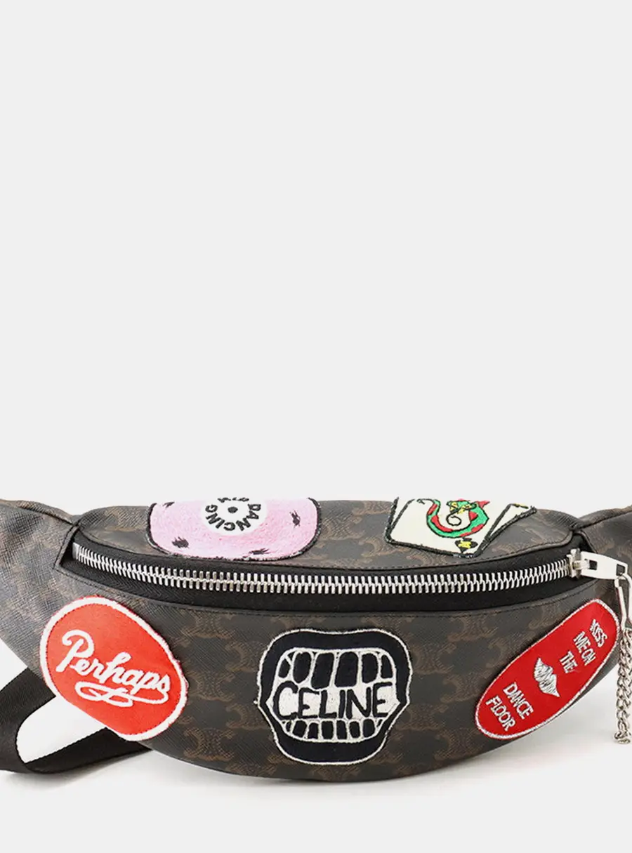 Celine Triomphe Canvas The Dancing Kid Belt Bag Black Brown Multicolor Coated Canvas Nylon Waist Bag