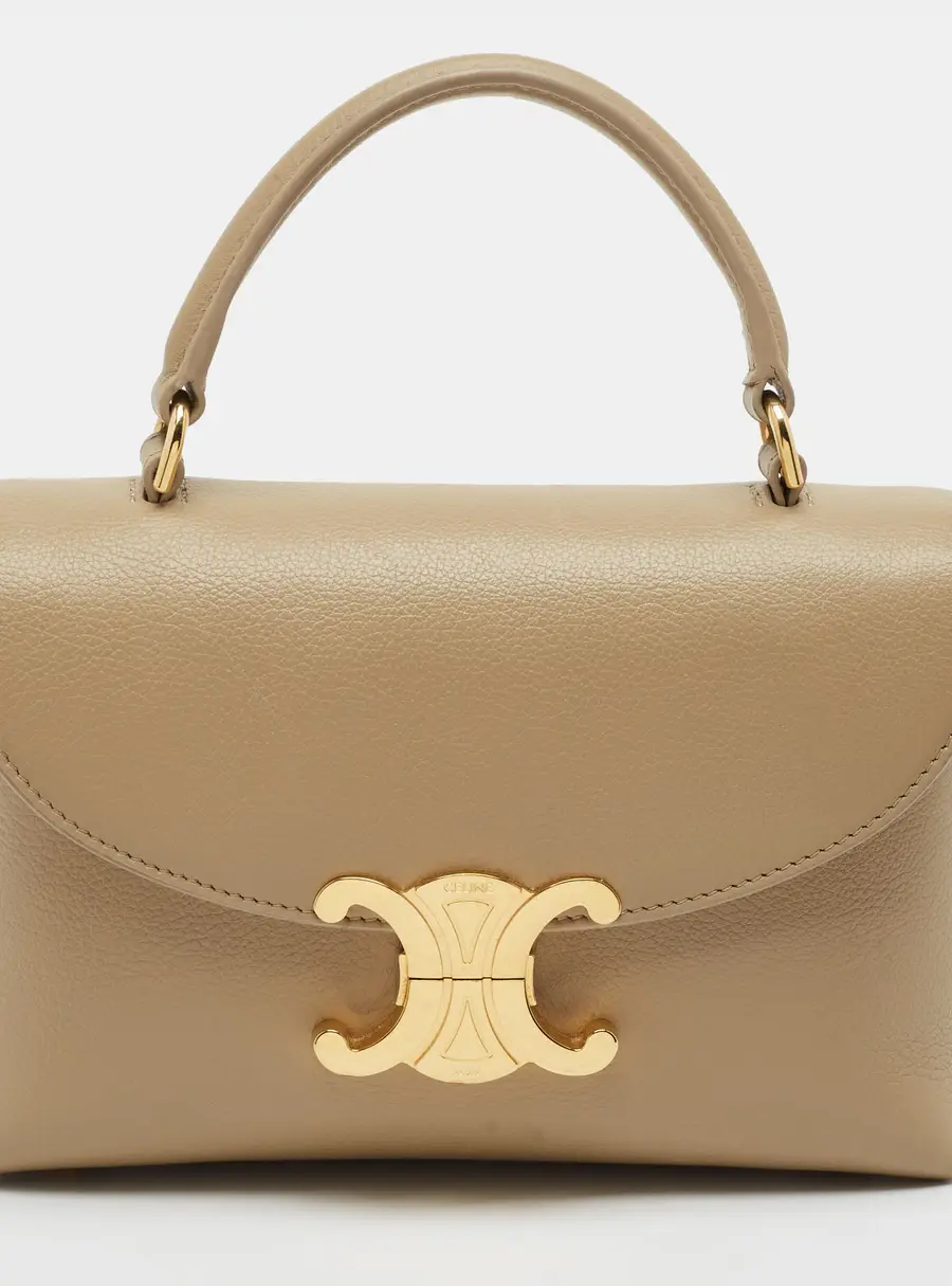 Celine Nino Teen Beige Leather Top Handle Bag