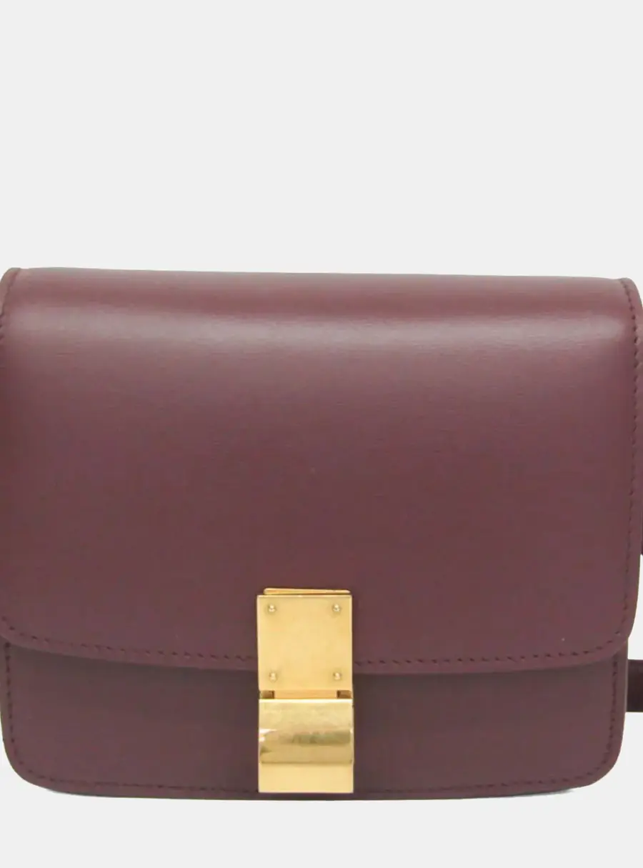 Celine Classic Box Small Bordeaux Box Calfskin Leather Shoulder Bag