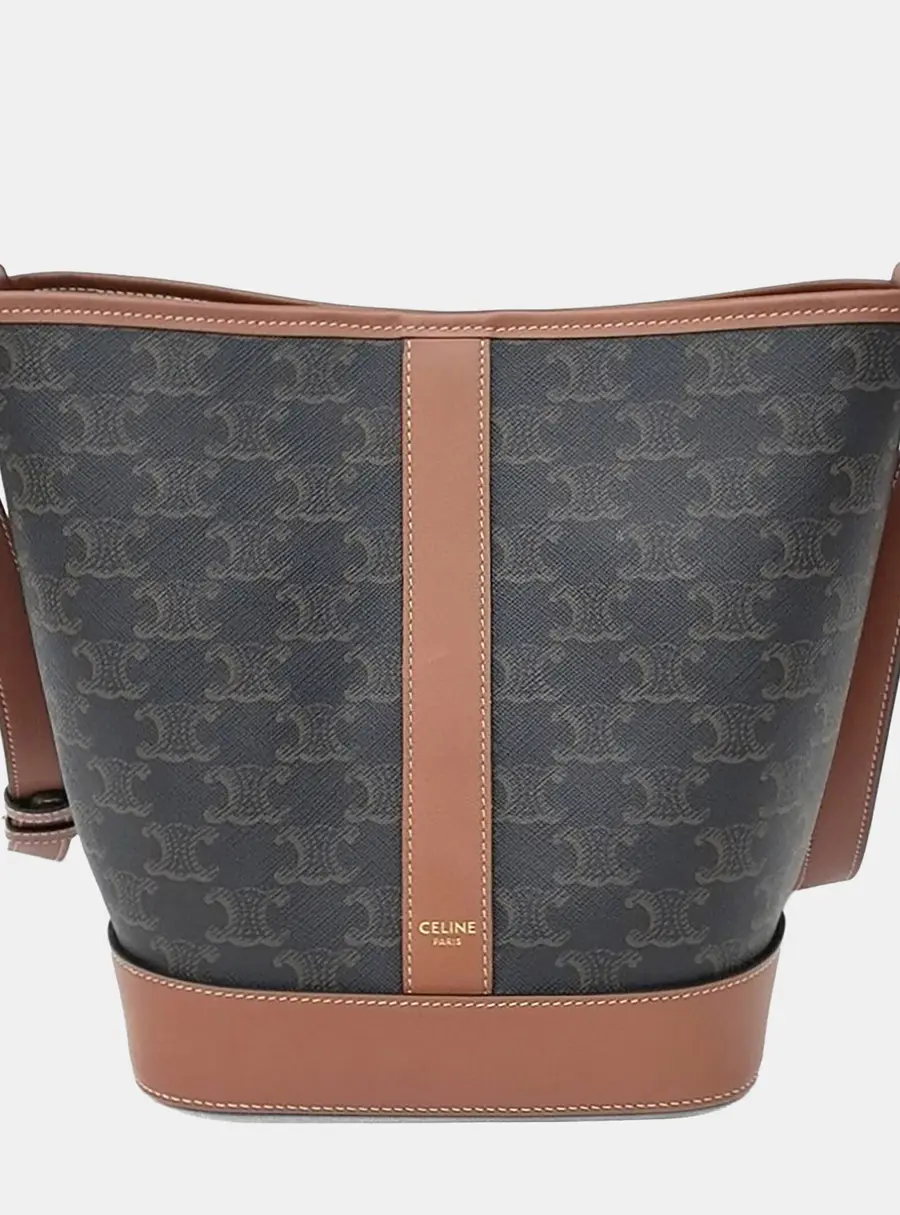 Celine Brown PVC Triumph Bucket Bag Small