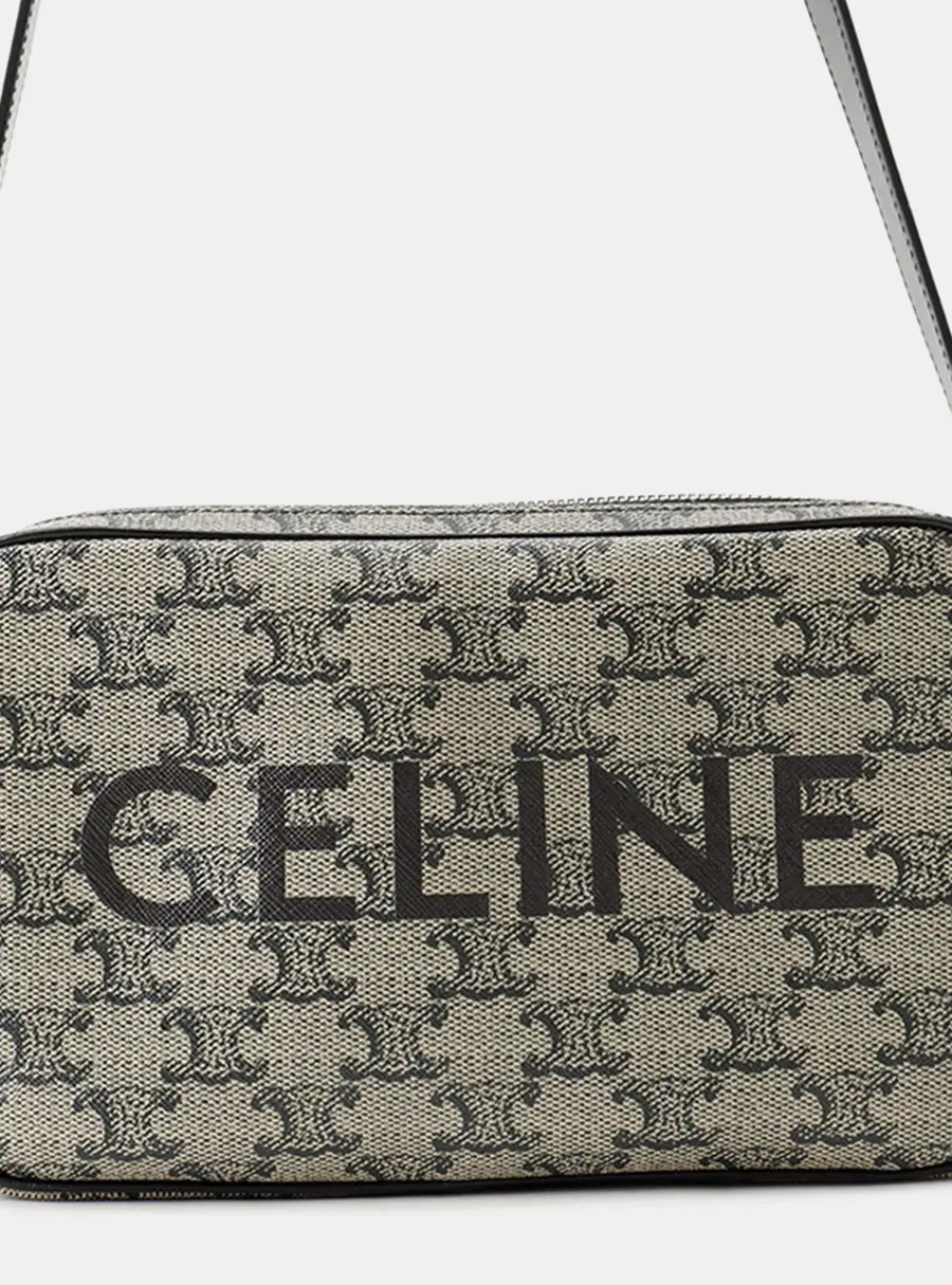 Celine Triomphe Messenger Bag Gray/Black Pvc Leather Size Medium