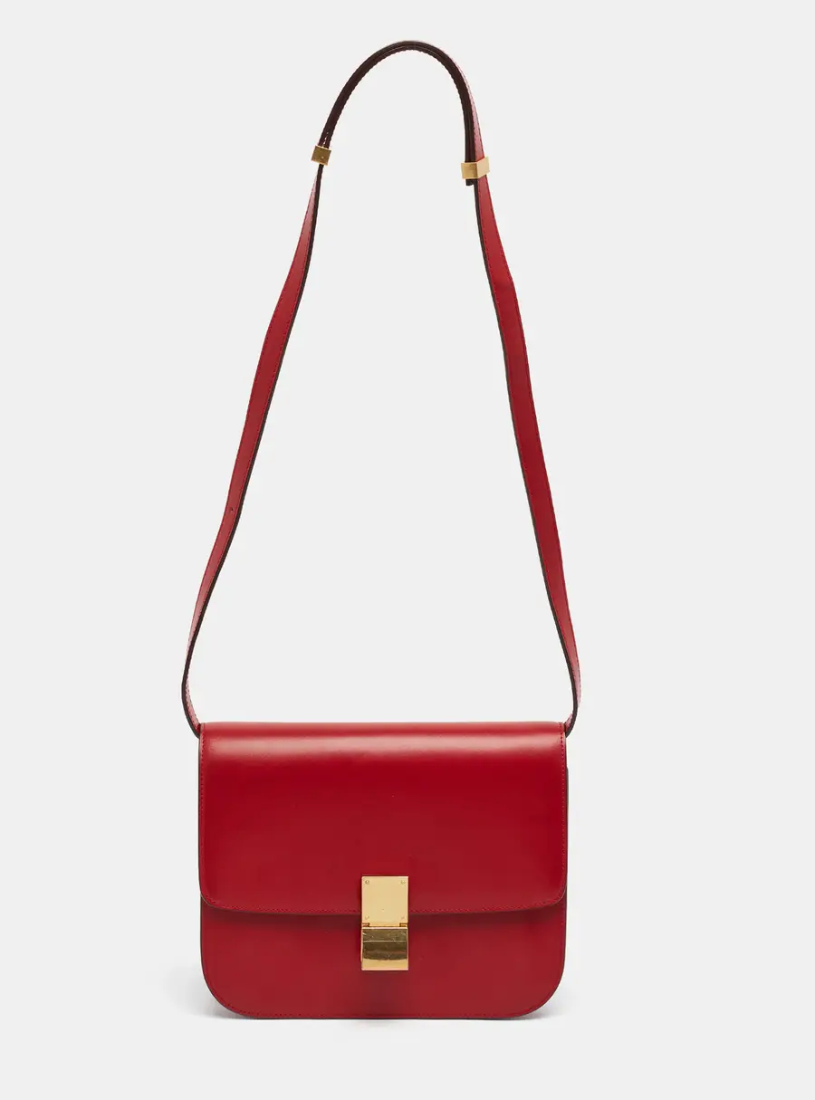 Celine Classic Box Medium Red Leather Shoulder Bag