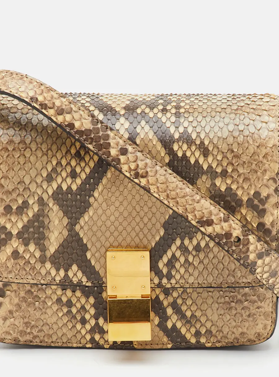 Celine Classic Box Small Beige/Brown Python Flap Shoulder Bag