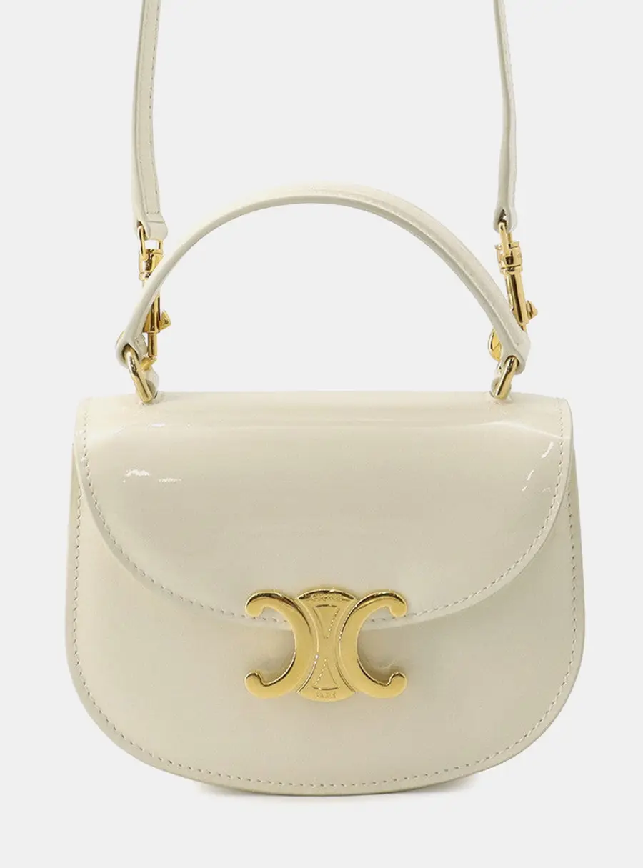Celine Triomphe Mini Buzzas Claire White Patent Leather Size Mini