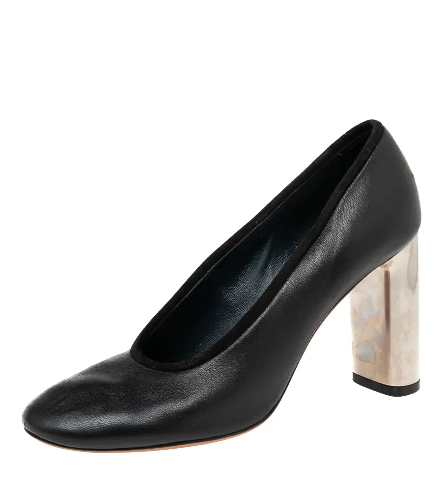 Celine Black Leather Block Heel Pumps Size 35