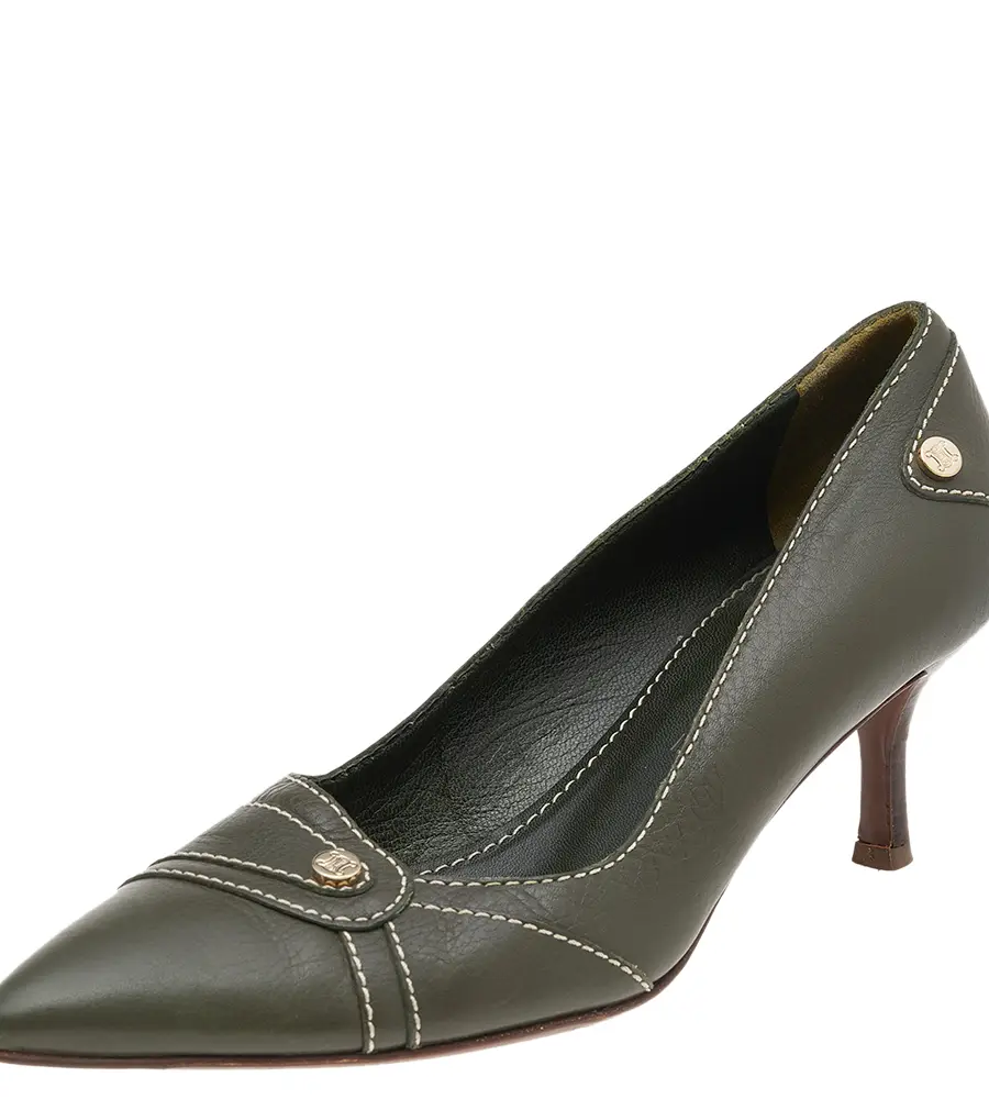Celine Green Leather Pointed Toe Pumps Size 36.5