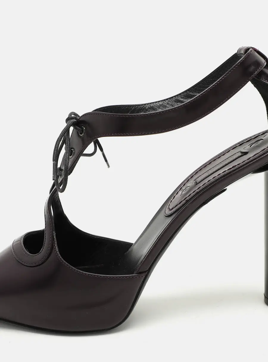 Celine Purple Leather Ankle Tie Up Sandals Size 40