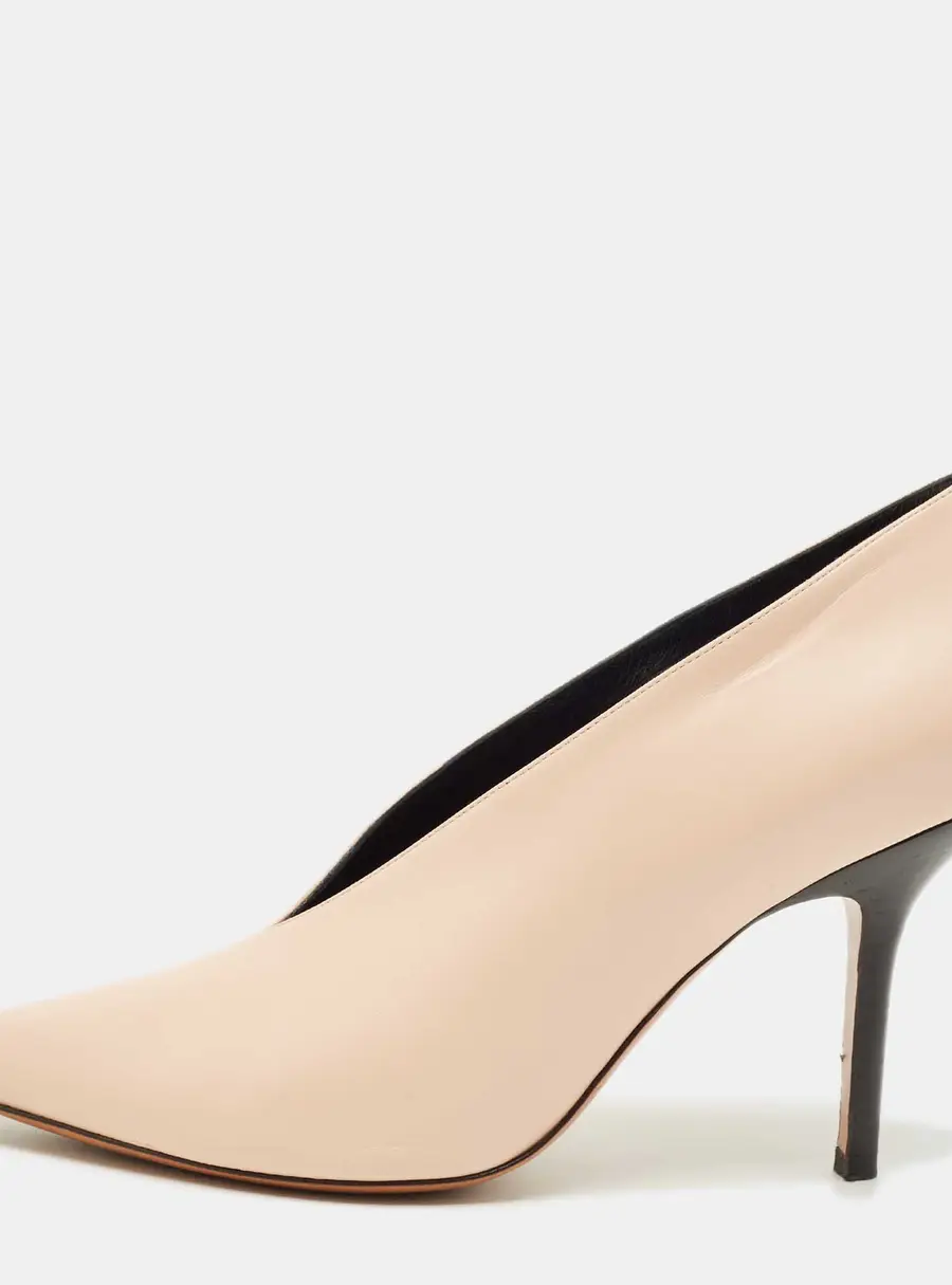 Celine Beige Leather V Neck Pointed Toe Pumps Size 38
