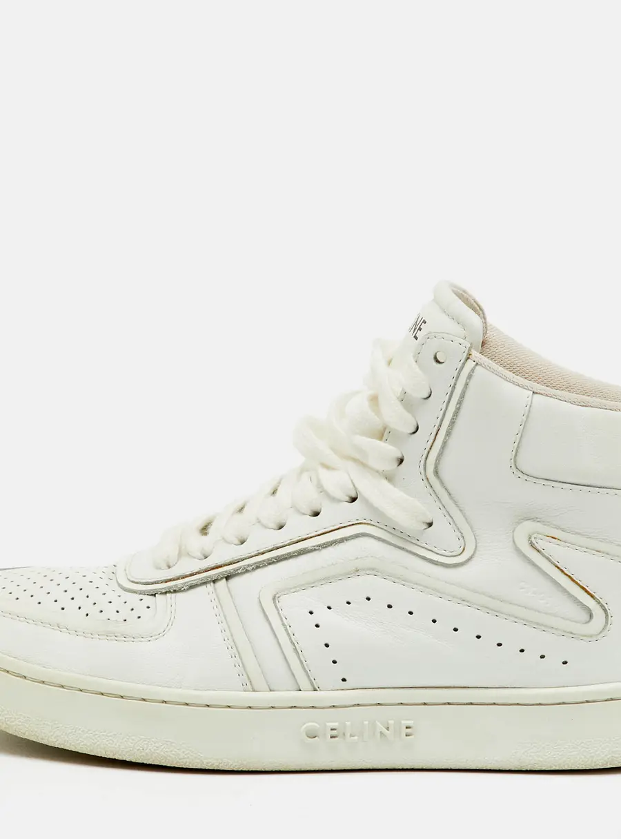 Celine White Leather CT-01 Z High Top Sneakers Size 36