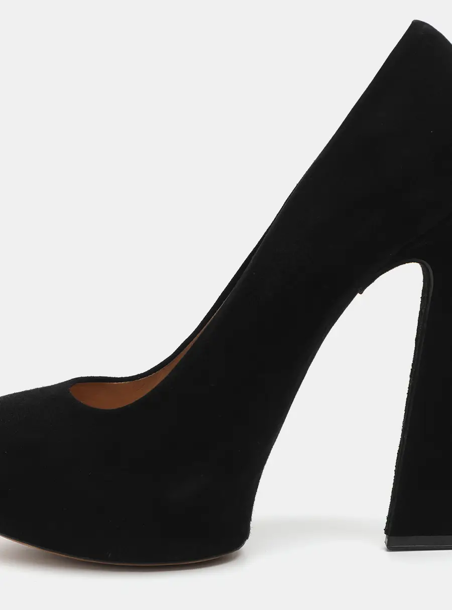 Celine Size 39 Black Suede Platform Pumps