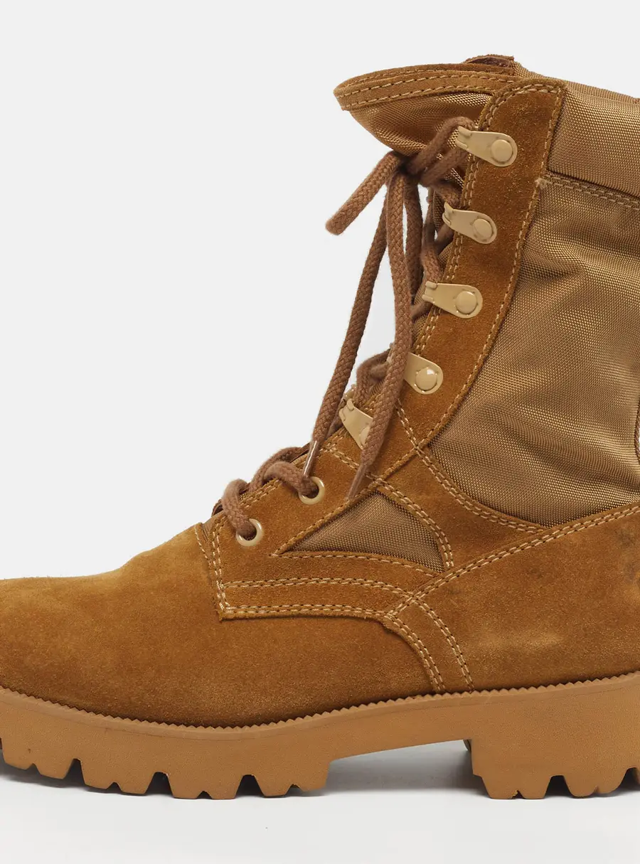 Celine Size 39 Brown/Beige Mesh and Suede Duty Combat Boots