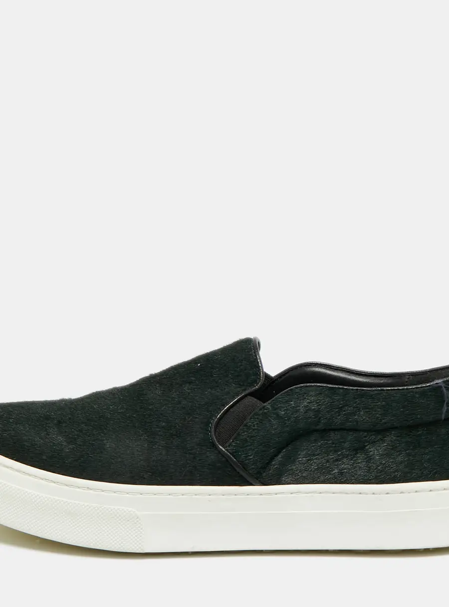 Celine Size 37 Green Calf Hair Slip On Sneakers