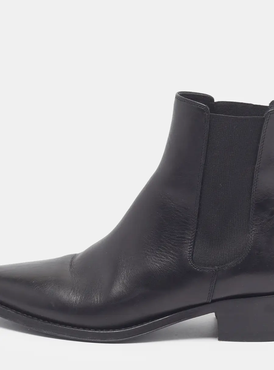 Celine Size 37 Black Leather Chelsea Boots