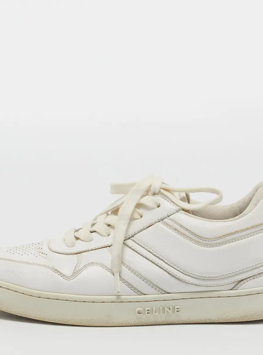 Celine Size 37 White Leather Lace Up Sneakers