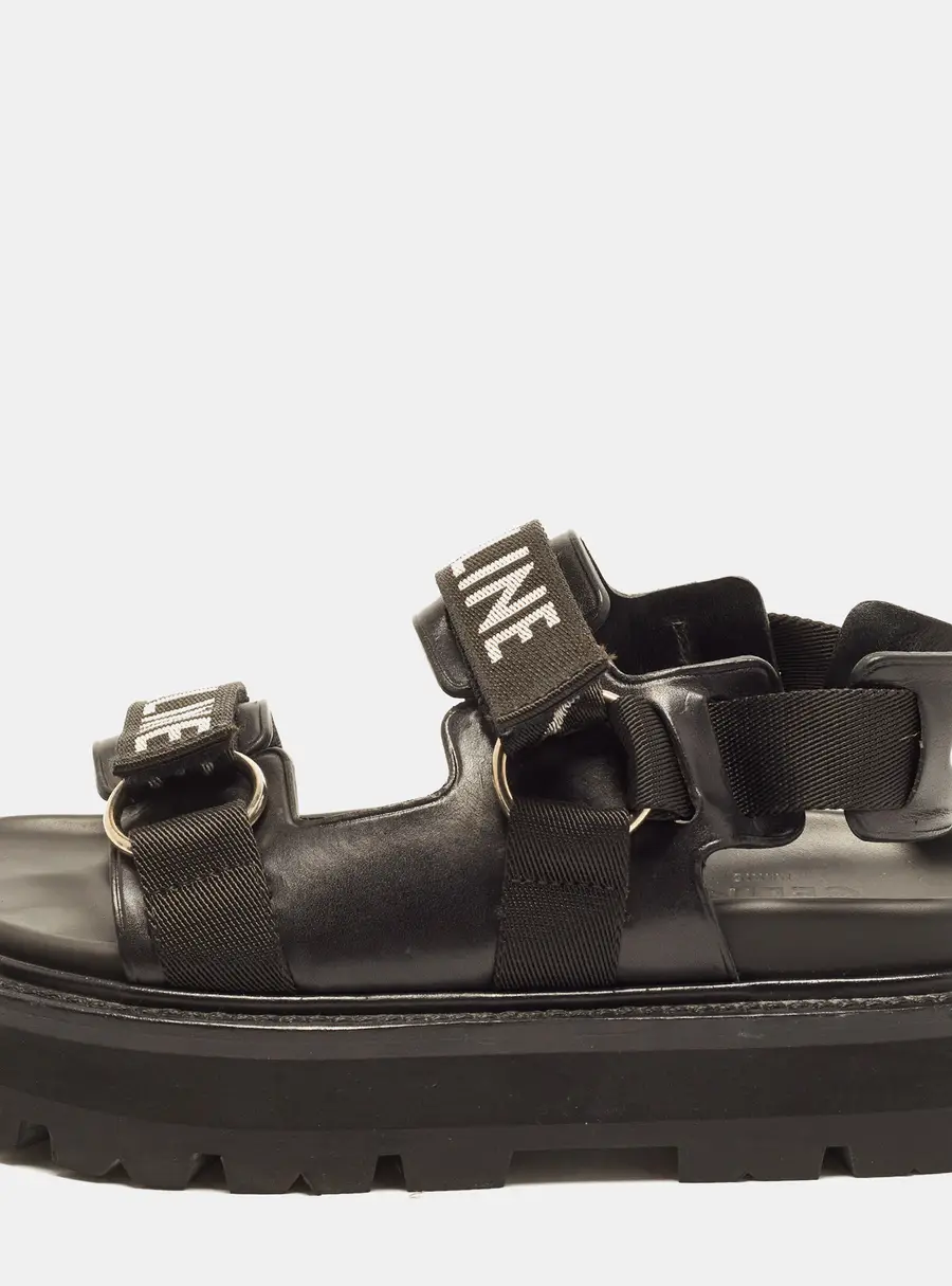 Celine Bulky Size 36 Black Leather Slingback Sandals