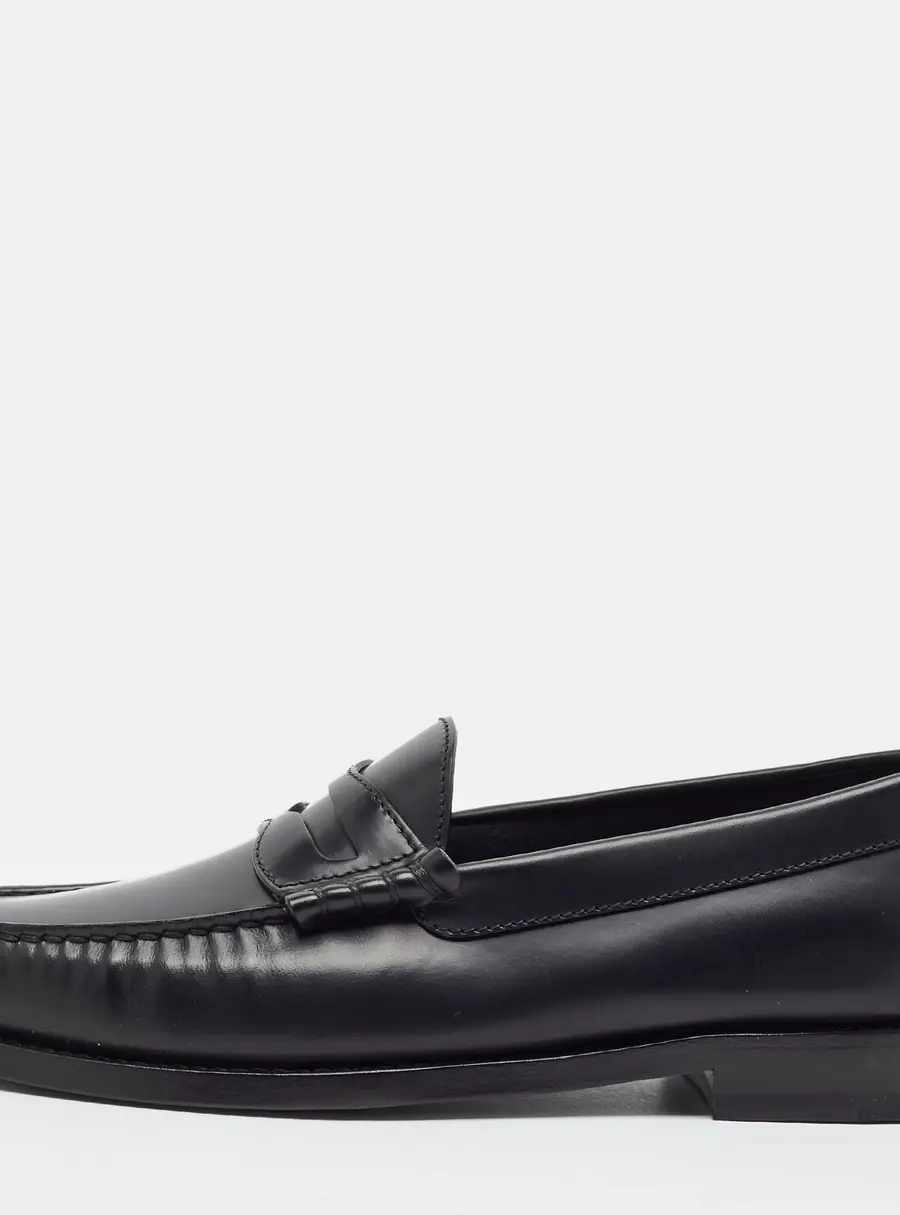 Celine Size 36.5 Black Leather Slip On Loafers