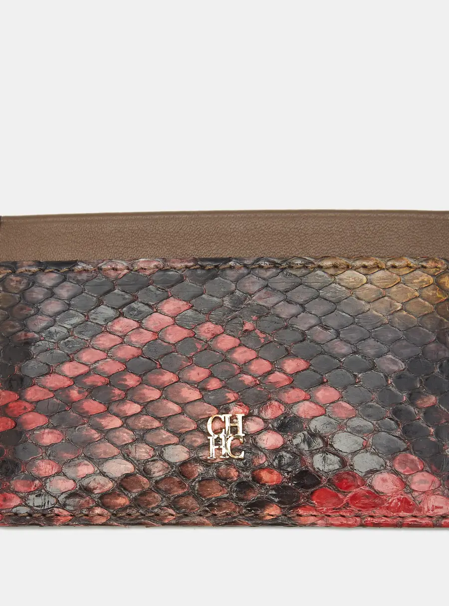 CH Carolina Herrera Multicolor Python and Leather Card Holder