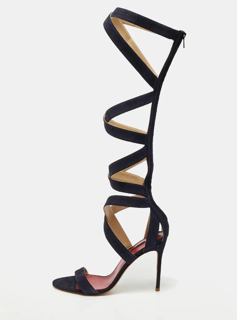 CH Carolina Herrera Size 39 Navy Blue Suede Gladiator Sandals