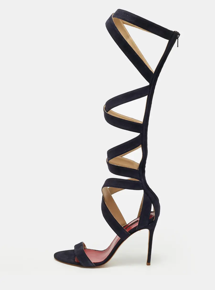 CH Carolina Herrera Size 39 Navy Blue Suede Gladiator Sandals