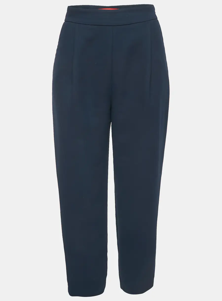 CH Carolina Herrera Navy Blue Crepe Pleated Formal Trousers XS