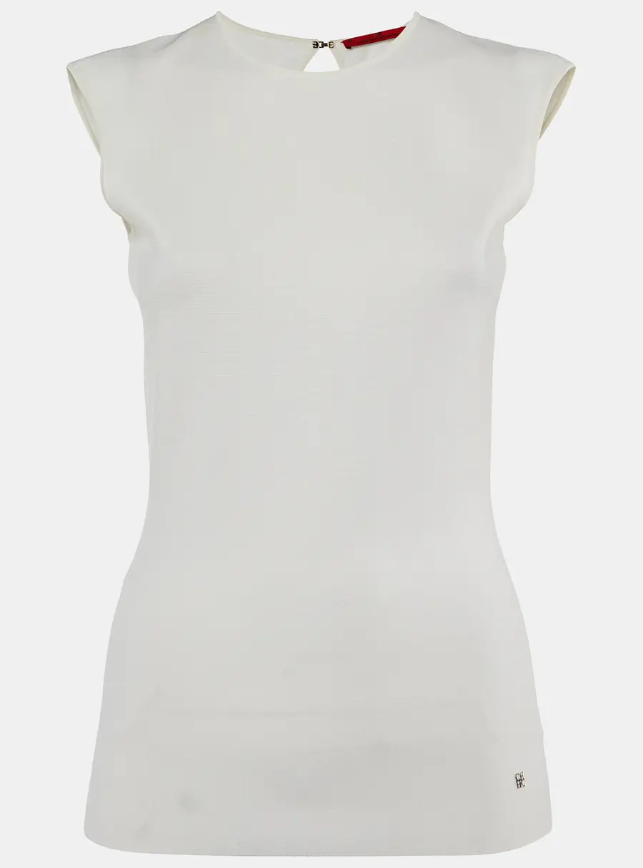 CH Carolina Herrera Off White Knit Open Back Top XS