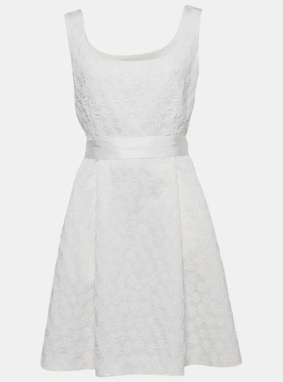 CH Carolina Herrera White Textured Jacquard Sleeveless Mini Dress L