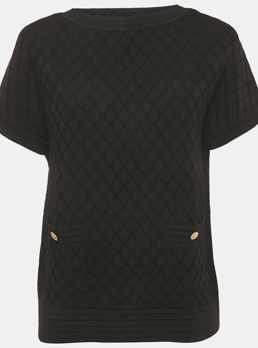 CH Carolina Herrera Black Diamond Knit Top XS