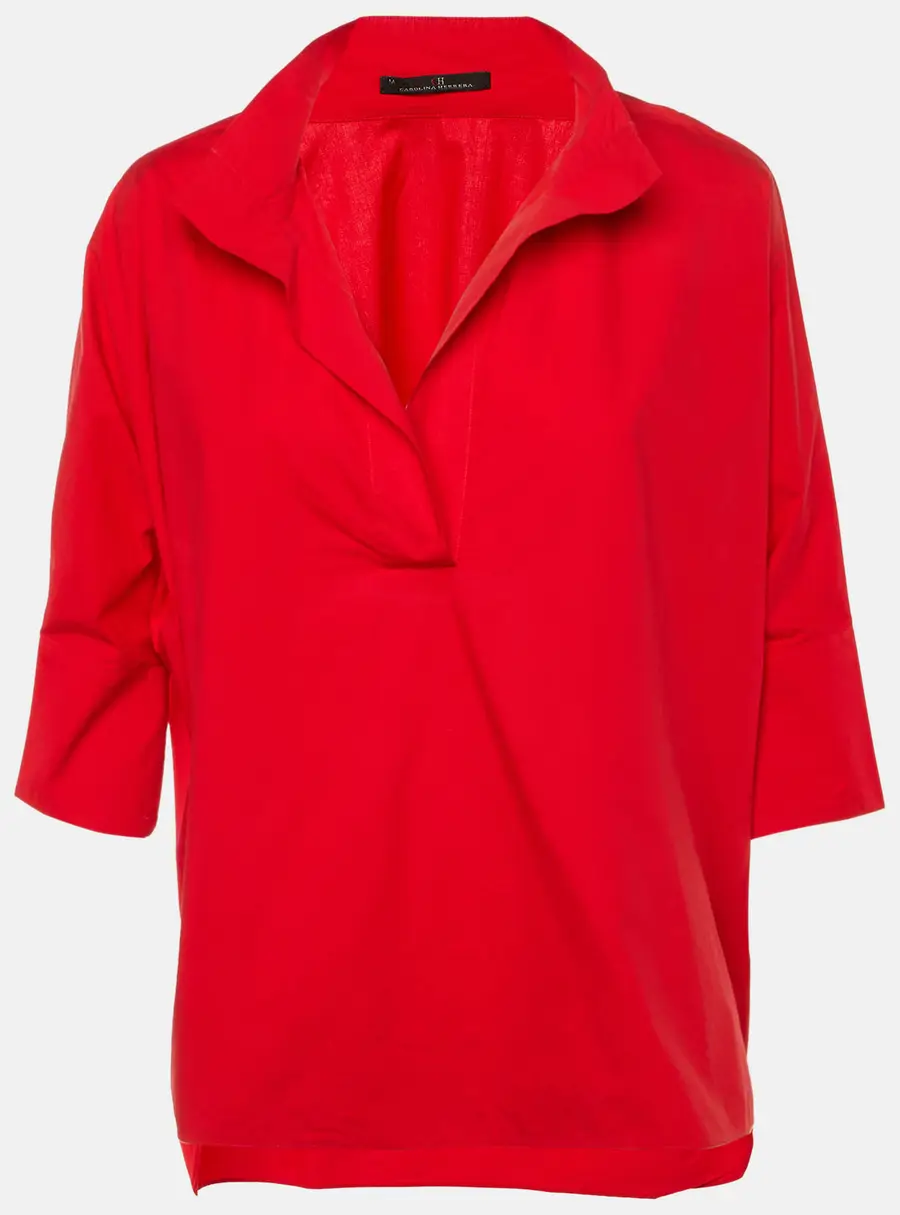CH Carolina Herrera Red Cotton Oversized Blouse M