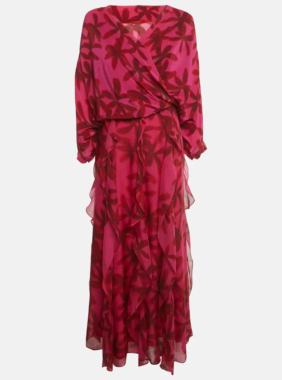 CH Carolina Herrera Pink Printed Silk Maxi Dress & Top Set S/XS