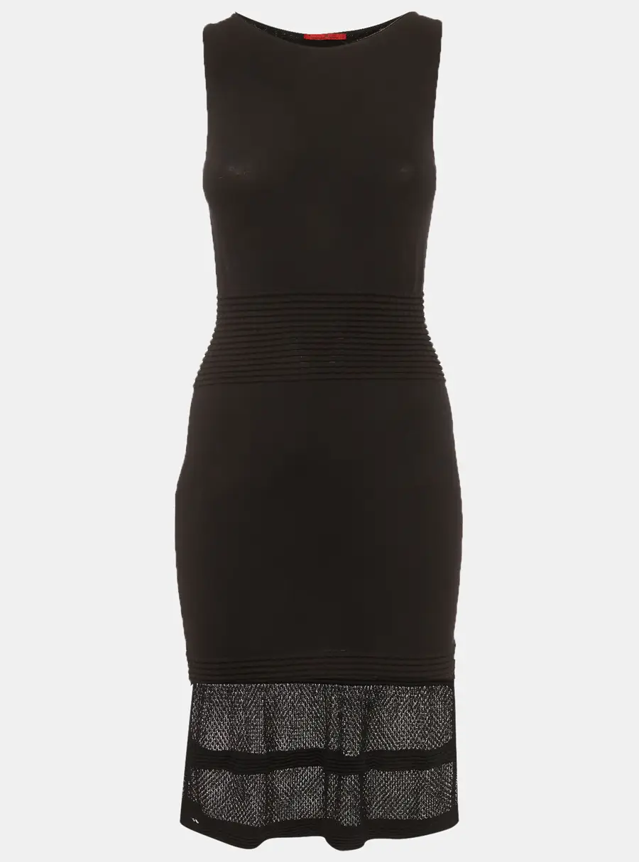 CH Carolina Herrera Black Stretch Knit Midi Dress XS