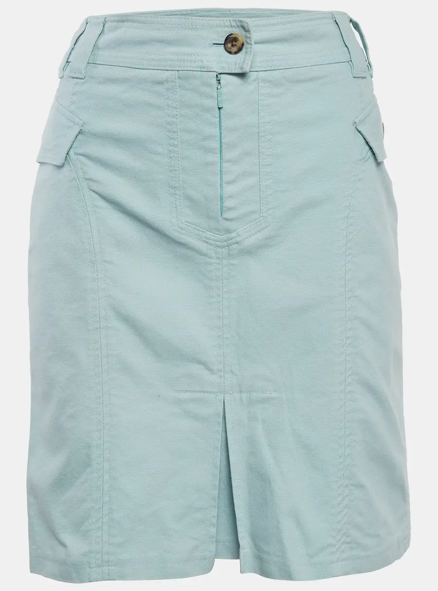 CH Carolina Herrera Sky Blue Canvas Flap Detail Mini Skirt L