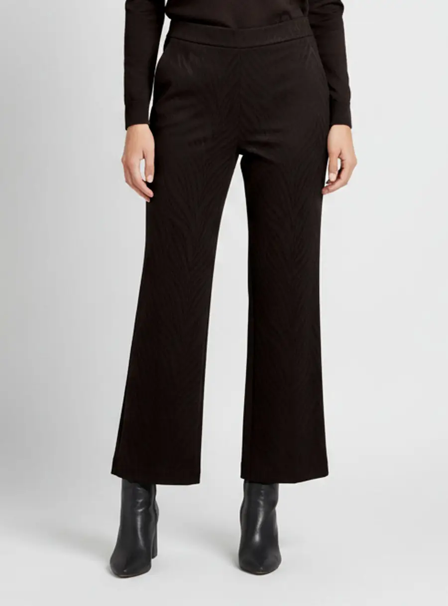 CH Carolina Herrera Black Jacquard Wide Leg Trousers XS