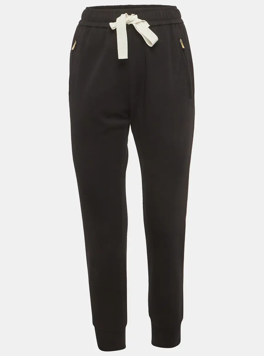 CH Carolina Herrera Black Jersey Drawstring Joggers XS