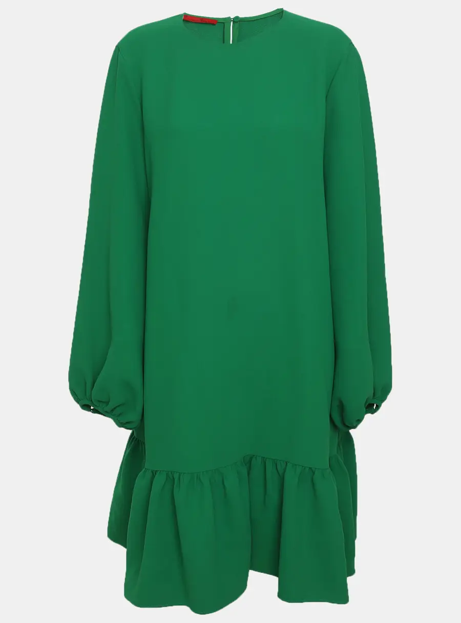 CH Carolina Herrera Green Crepe Flare Midi Dress XS