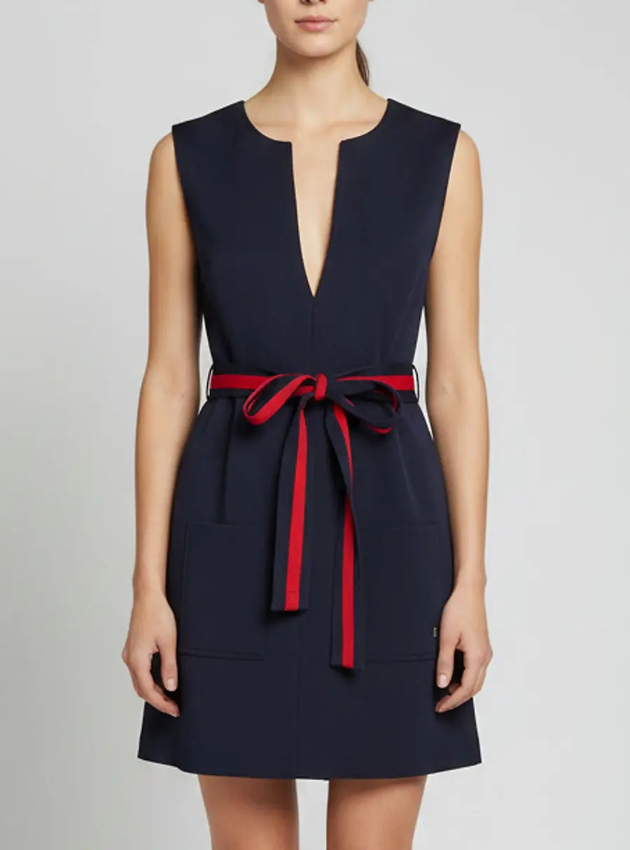 CH Carolina Herrera Navy Blue/Red Knitted Reversible Cardigan S