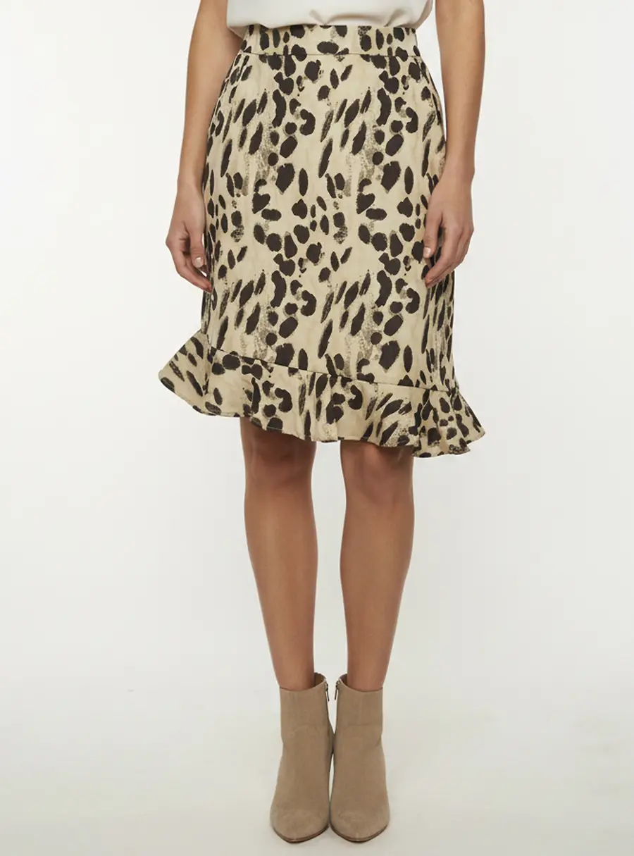 CH Carolina Herrera Beige Leopard Print Jacquard Short Skirt M