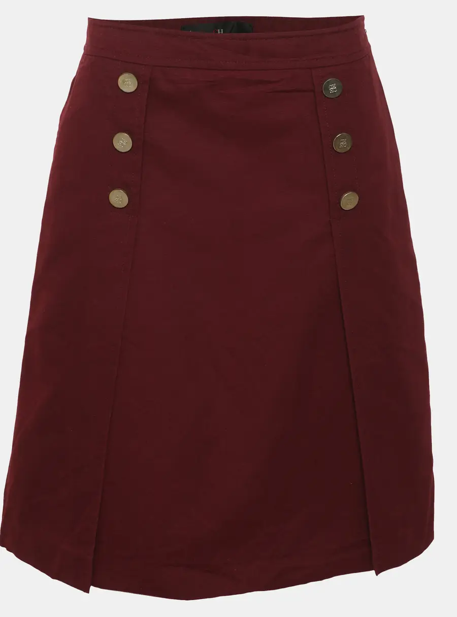 CH Carolina Herrera Burgundy Cotton Midi Skirt S
