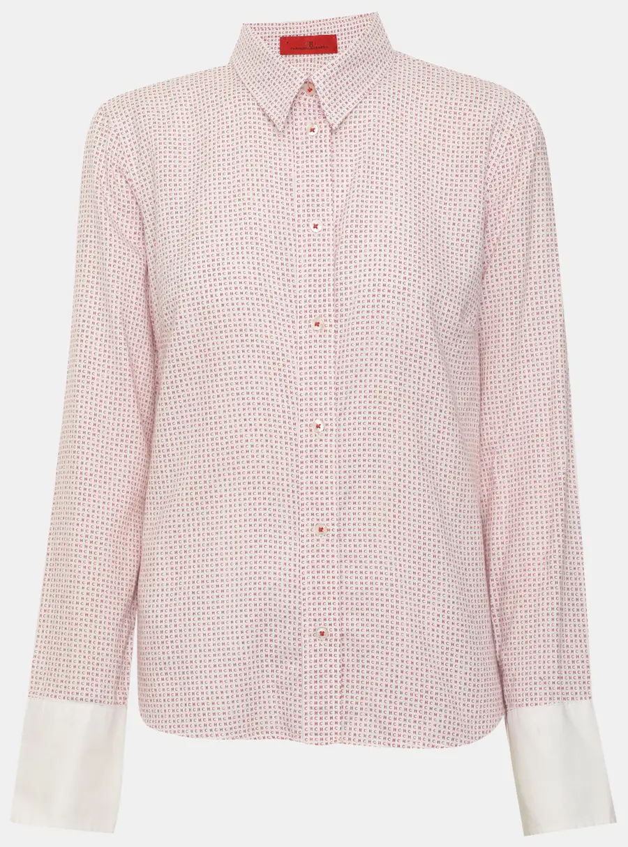 CH Carolina Herrera Pink CH Patterned Cotton Long Sleeve Shirt M
