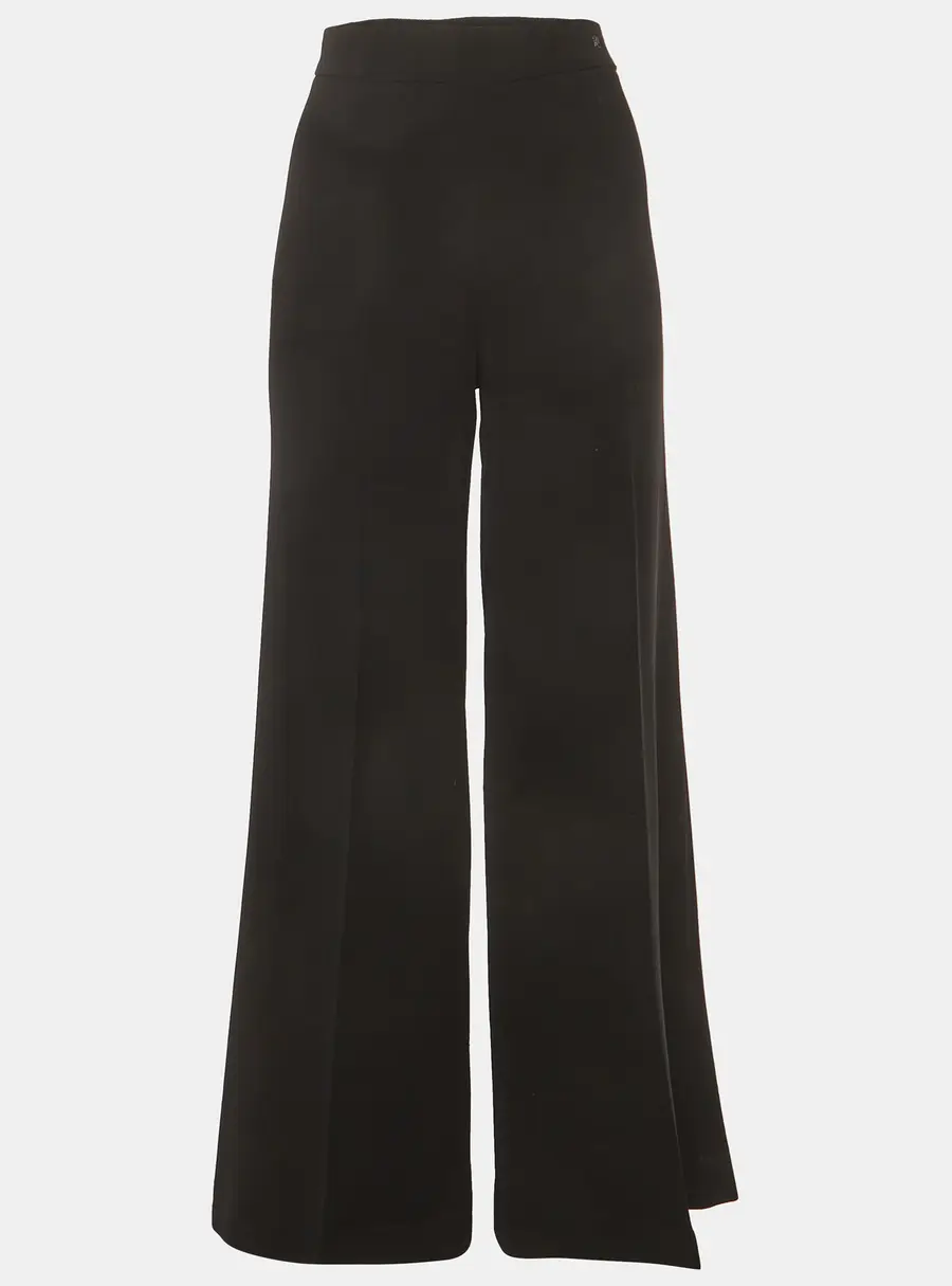 CH Carolina Herrera Black Stretch Crepe Wide Leg Pants M