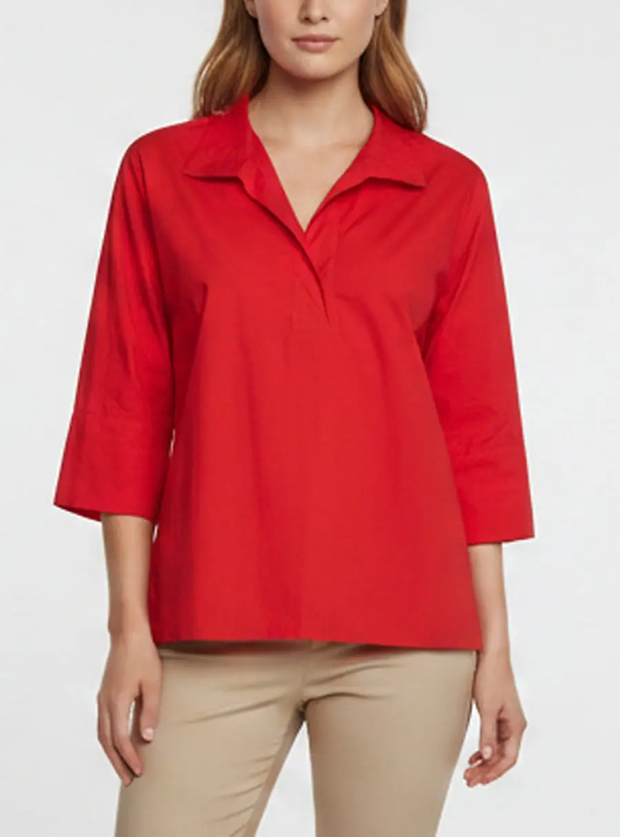 CH Carolina Herrera Red Cotton Oversized Blouse S