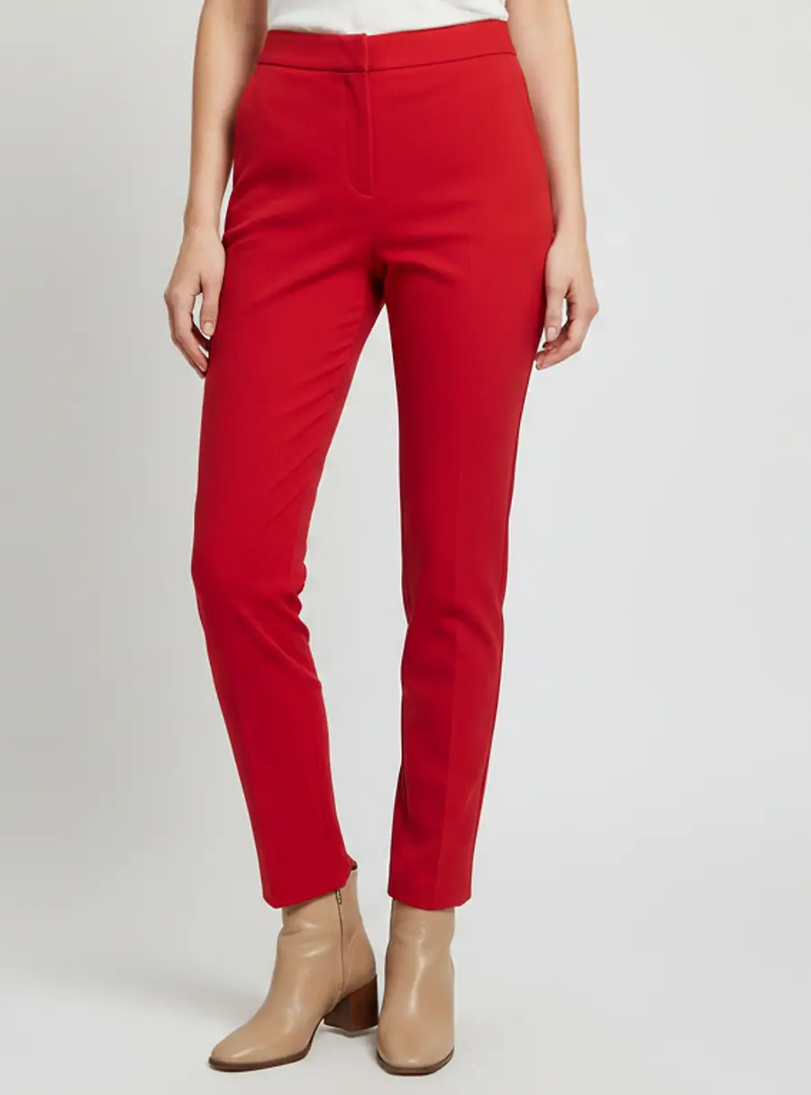 CH Carolina Herrera Red Crepe Straight Leg Pants M